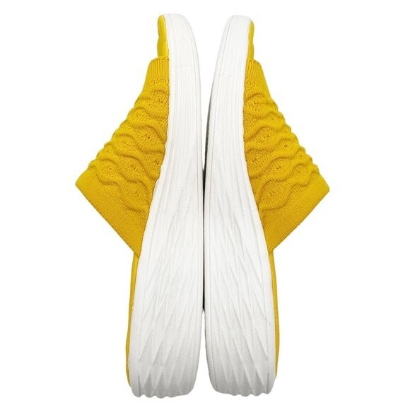 Ryka Nanette Stretch Knit Slide Demi-Wedge Slip-On Sandal Yellow White Size 9.5 - Picture 12 of 15